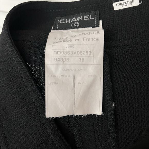 Chanel black pants, vintage 80's straight leg trousers high-rise size IT 36/XS-S - Picture 10 of 11